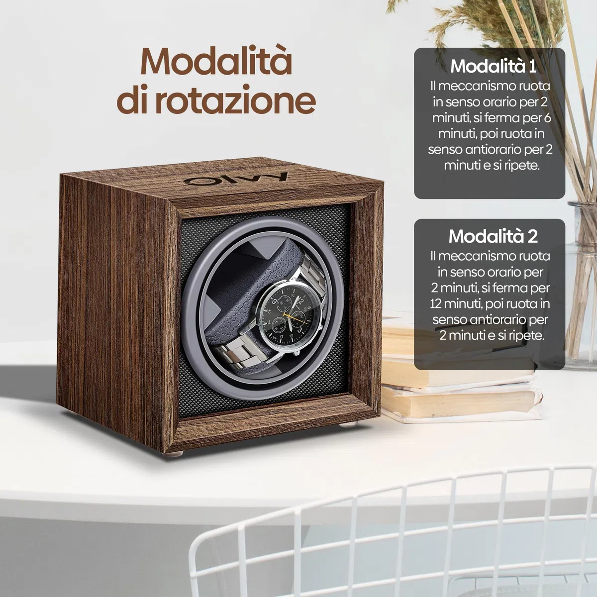 Olvy Caricaorologi in legno per orologi automatici, motore estremamente silenzioso, orologio winder per orologi automatici, caricaorologi automatico, Watchwinder