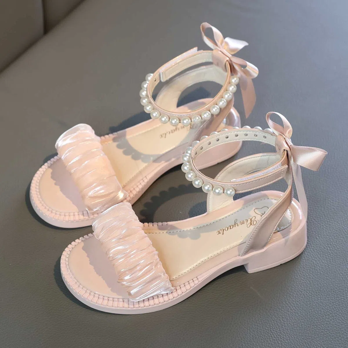YHQZNLXQ Sandali Ragazza, Punta Aperta, Cinturino alla Caviglia, Scarpe Eleganti, Festa di Nozze, per Bambini, Scarpe da Principessa, per Neonati
