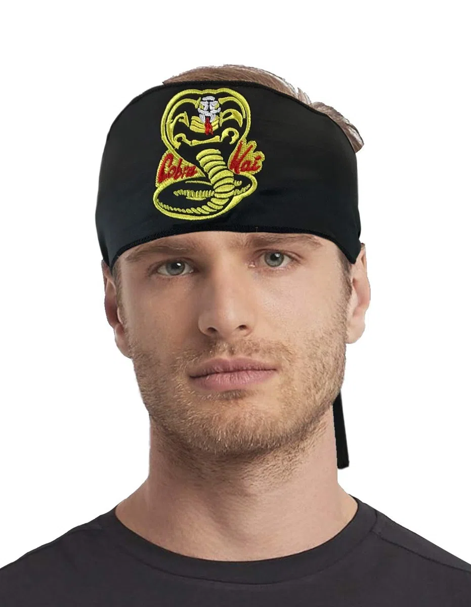 thecostumebase Sciarpa nera Cobra Kai con fascia per capelli Karate Kid