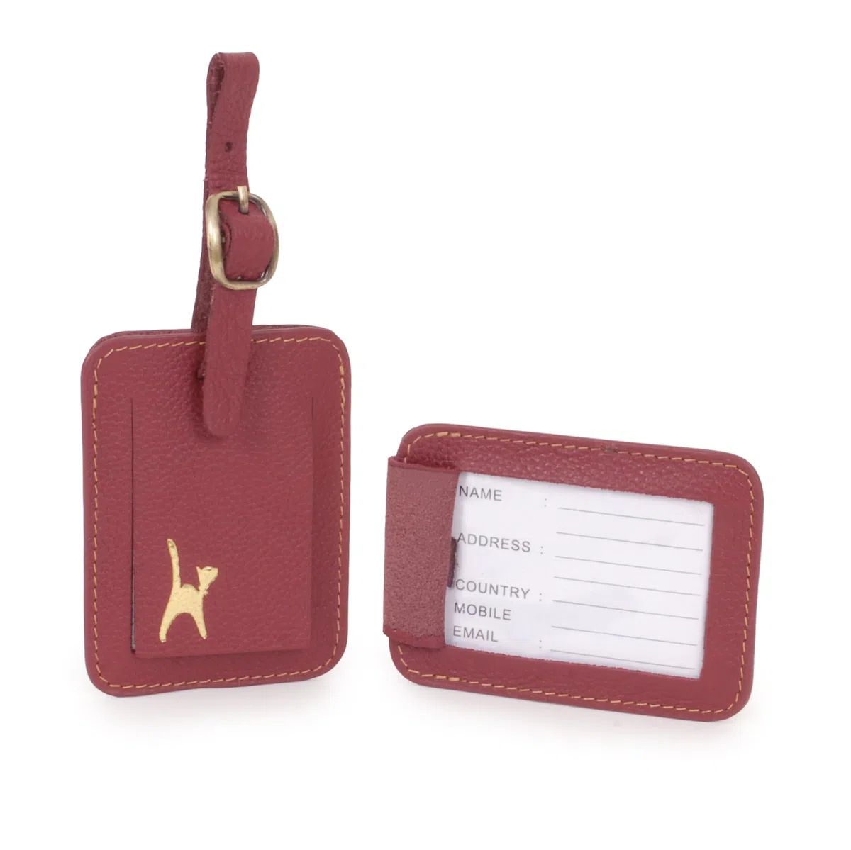 Catwalk Collection Handbags - Porta Passaporto e Etichetta Valigie Donna Pelle - Set Regalo Viaggio - Copri Passaporto e Targhetta Bagaglio - Rosso