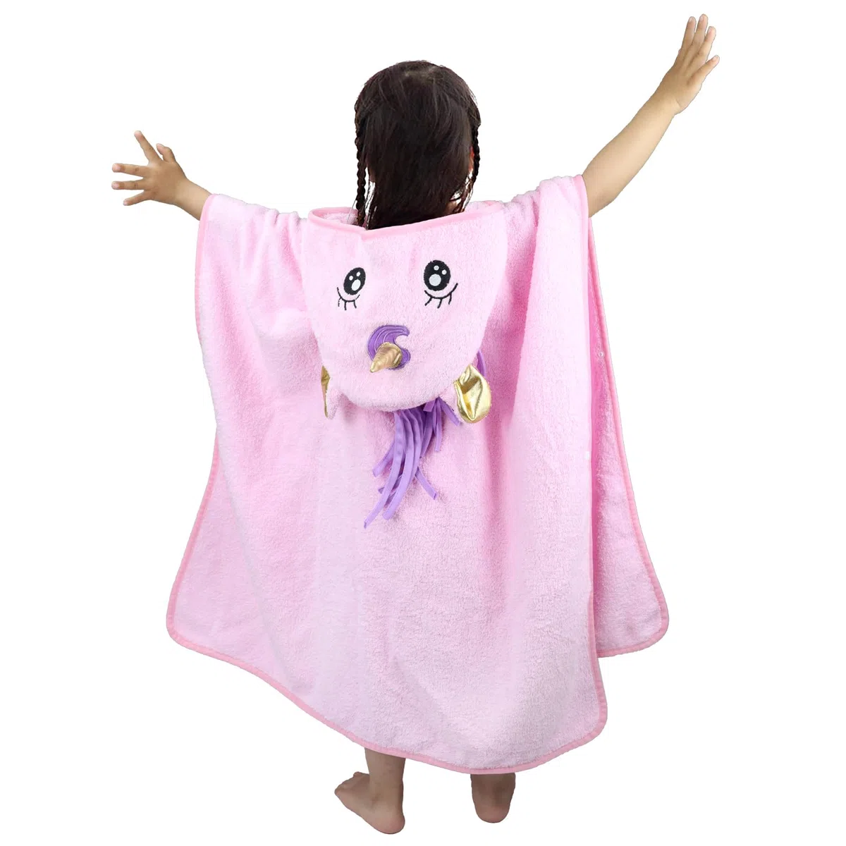 Poncho Asciugamano Bambina Unicorno Accappatoio Cotone Bimba, per Piscina, da Bagno, Mare, Regalo Bambina 1-5 anni