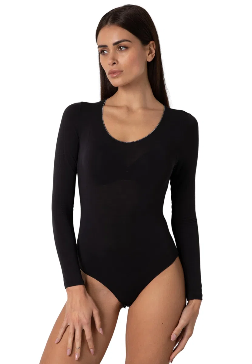 Lovable Maglia Manica Lunga Body in Micromodal Elasticizzato | Scollo Tondo Ampio | Materiale Morbido e Traspirante | Maglieria Donna