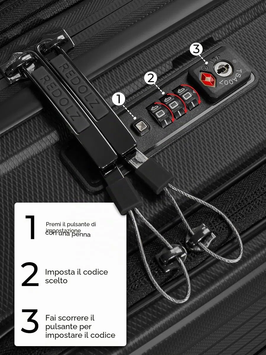 REDOLZ Set di valigie rigide 3 pezzi | S 55 cm con tasca laptop + M 66 cm + L 77 cm | Espandibili con soffietto | Ultra leggere | 4 ruote & TSA (Essentials 14)