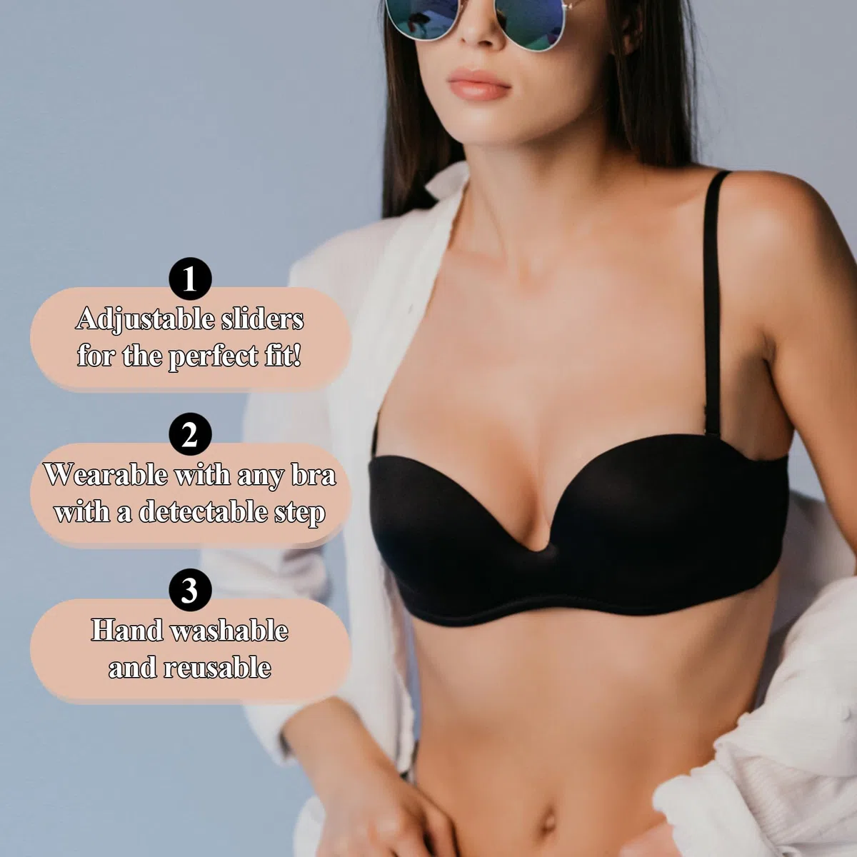 Molain Cinghia per reggiseno, 3 paia di cinghie elastiche di ricambio regolabili per biancheria intima, spalline per reggiseno senza spalline