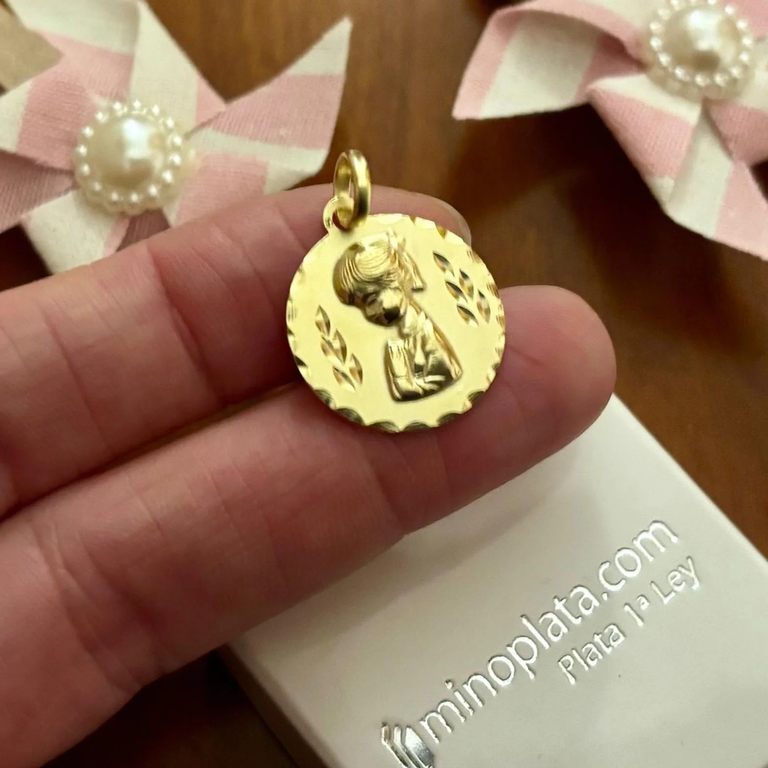 Medaglia vergine bambina in argento sterling placcato oro sfumato, Pequeño, Argento sterling, Nessuna pietra preziosa