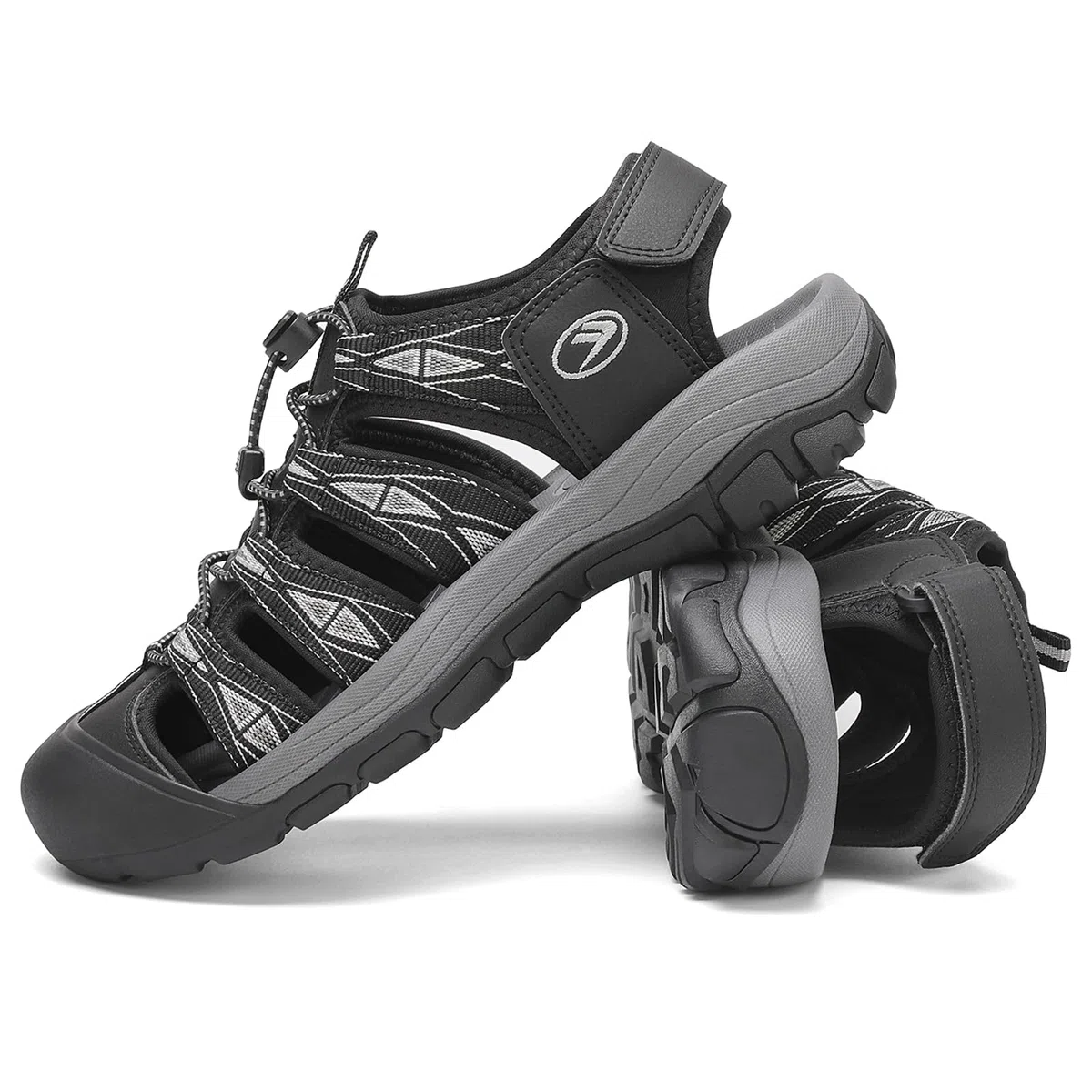FLARUT Sandali Uomo Estivi all'aperto da Trekking Sportivi Punta Chiusa Scarpe Spiaggia Corsa Casual(Nero Bianco,45)