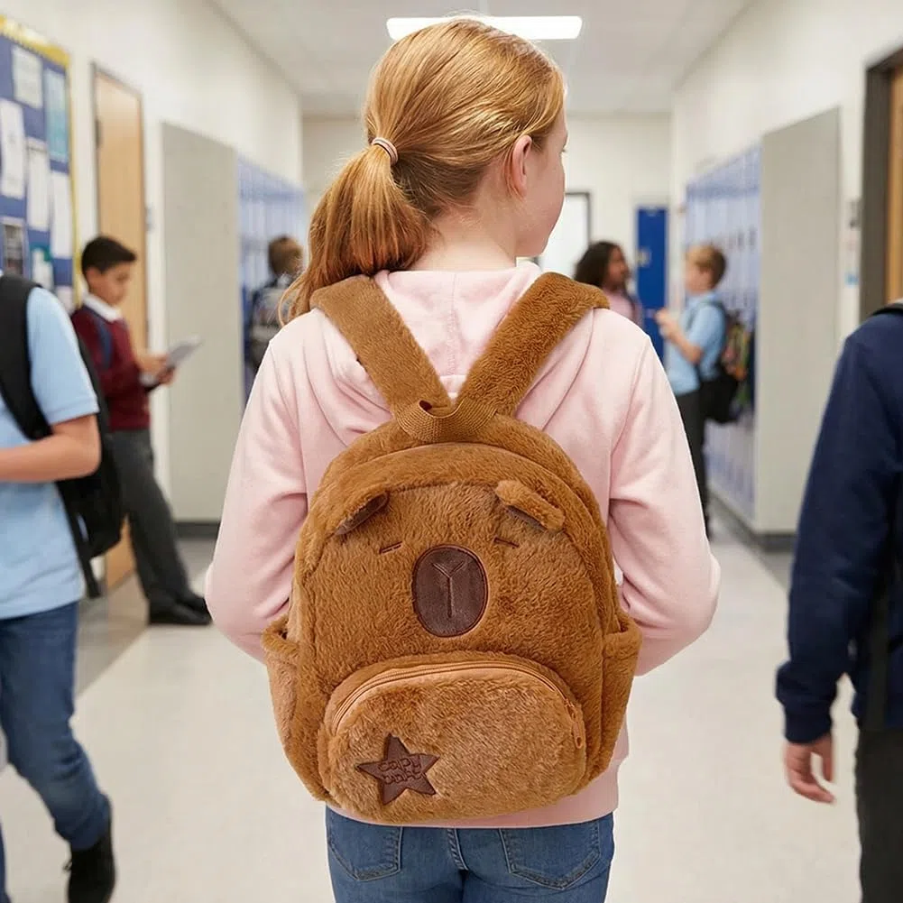 Capybara Zaino per Bambini, Zainetti Peluche Cartoon Zaino Scuola Cartone Animato Borse Scuola Materna Zainos Casual Animali Borsa Bag Carino Backpackper Zainetto Casual Scuolas per Bambini