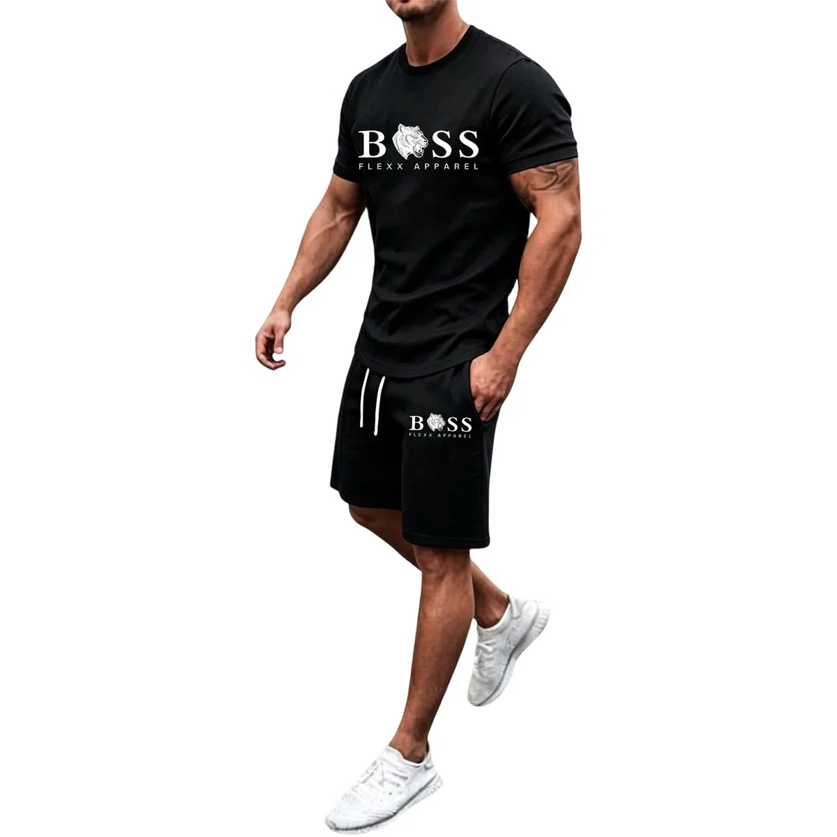 Tuta Uomo Completa Estivi 2 Pezzi Tute Tee Shirt a Manica Corta e Pantaloncino con Tasche Coulisse Set Tuta Sportiva Comoda Traspirante Casual Streetwear per Trekking e Jogging Palestra Fitness