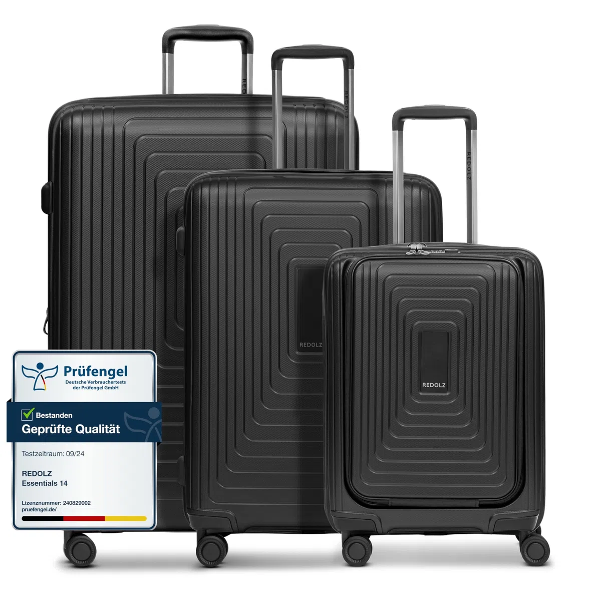 REDOLZ Set di valigie rigide 3 pezzi | S 55 cm con tasca laptop + M 66 cm + L 77 cm | Espandibili con soffietto | Ultra leggere | 4 ruote & TSA (Essentials 14)