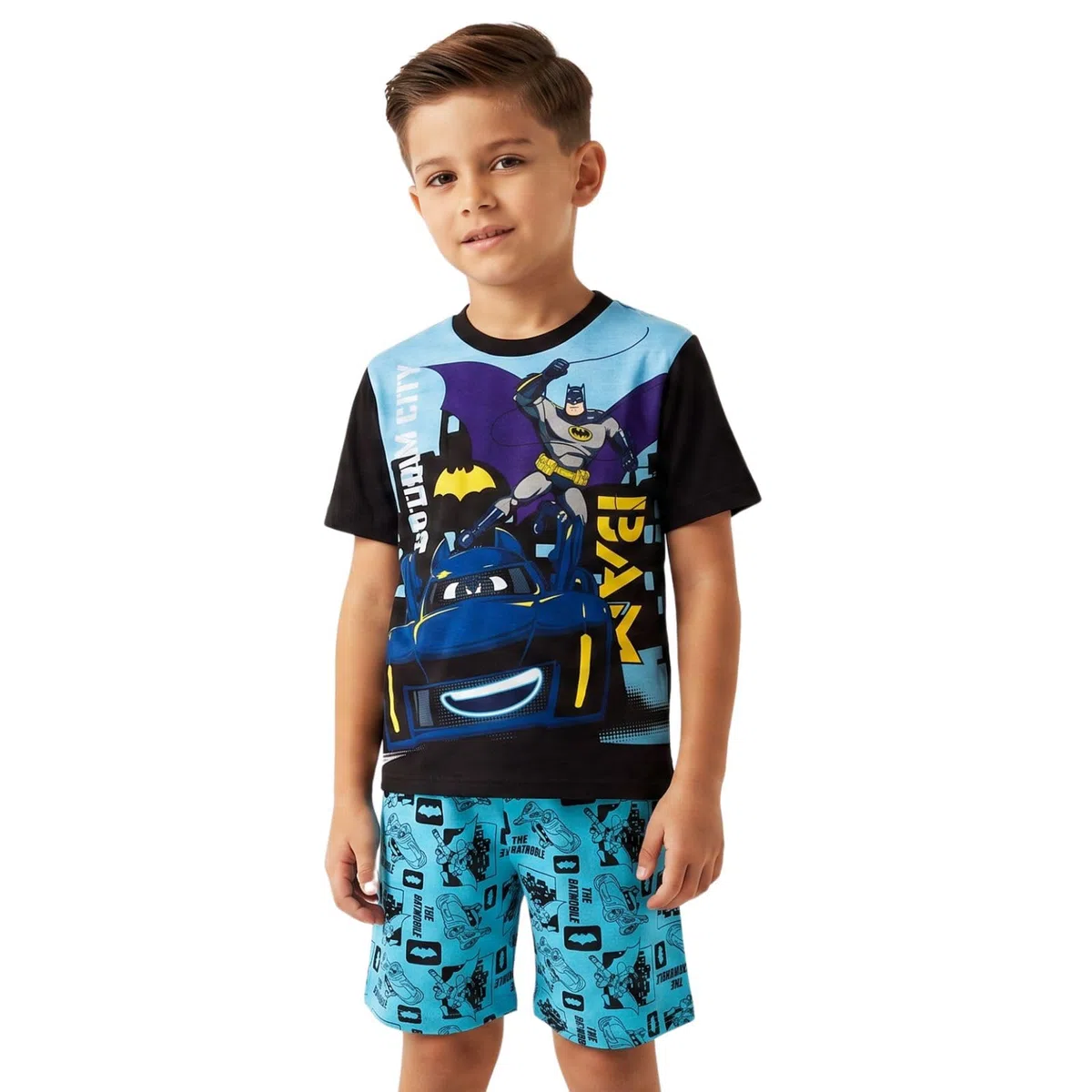 DC Comics Pigiama da ragazzo Batman, set pigiama corto Batman, biancheria da notte in cotone, abbigliamento da notte per bambini da 2-3 a 7-8 anni